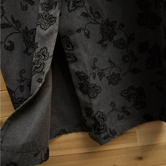 Vintage Talbots Size Large Gray Velvet Floral Overall Dress Whimsigoth Goth - Picture 8 of 12